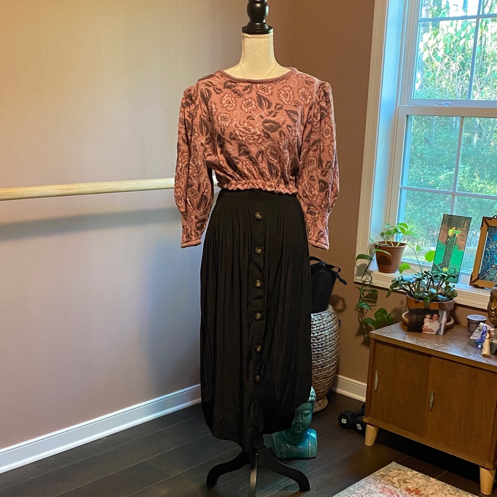 Free People pink floral cropped top M
